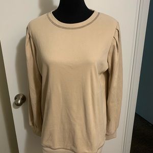 Medium Beige Long Sleeve Sweater with Crumped Shoulder Very soft